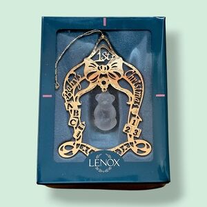 1994 Lenox Baby's 1st Christmas Gold Filigree & Glass Bear Ornament